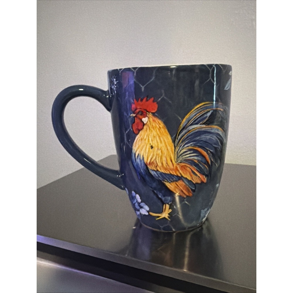 Certified International by Susan Winget Golden Rooster Indigo Mug